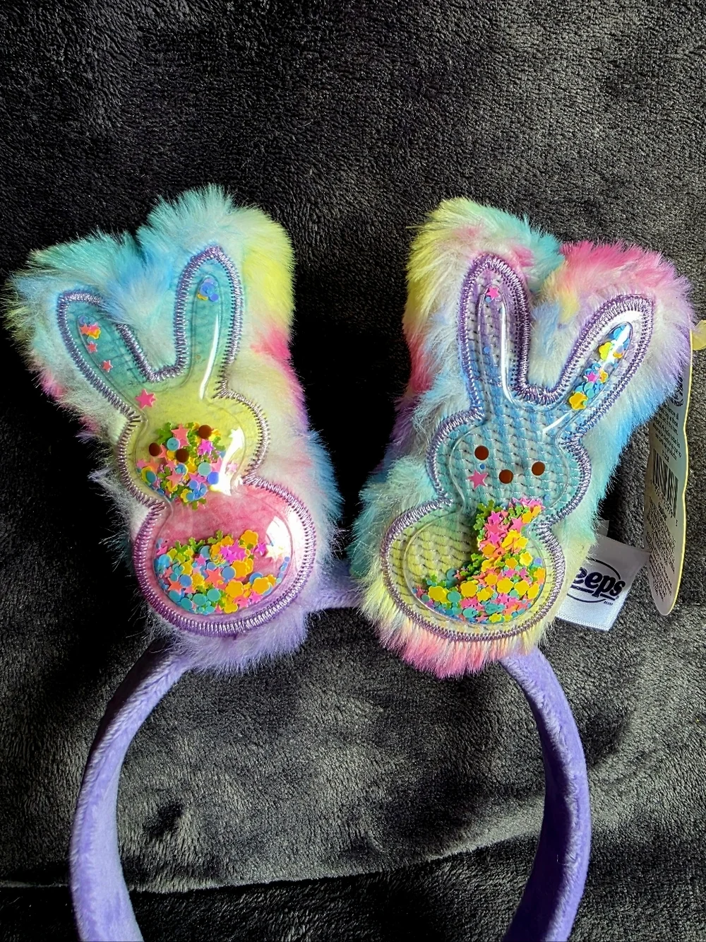New Colorful PEEPS Bunny Plush Headband for Easter fuzzy Purple Pastel Rainbow